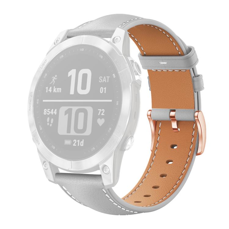 For Garmin Fenix 8/7/6/5 22mm xDfind Rose Gold Buckle Black Shark Fine Grain Vegan Leather Watch Band