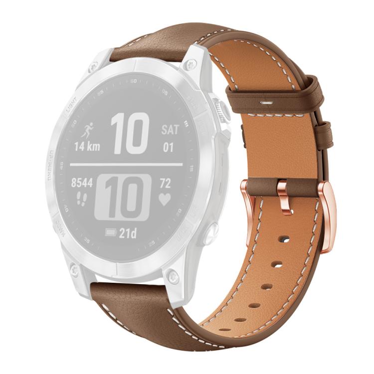 For Garmin Fenix 8/7/6/5 22mm xDfind Rose Gold Buckle Black Shark Fine Grain Vegan Leather Watch Band