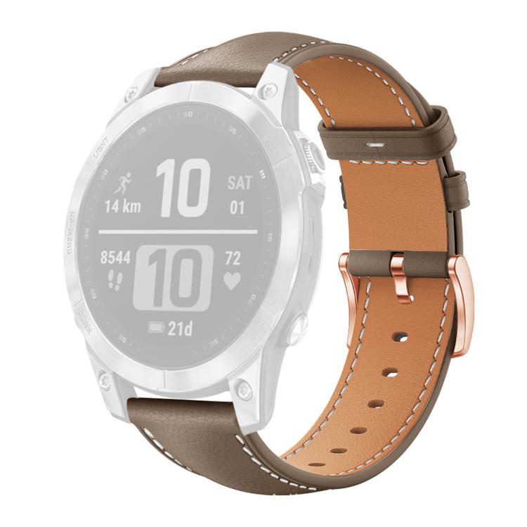 For Garmin Fenix 8/7/6/5 22mm xDfind Rose Gold Buckle Black Shark Fine Grain Vegan Leather Watch Band