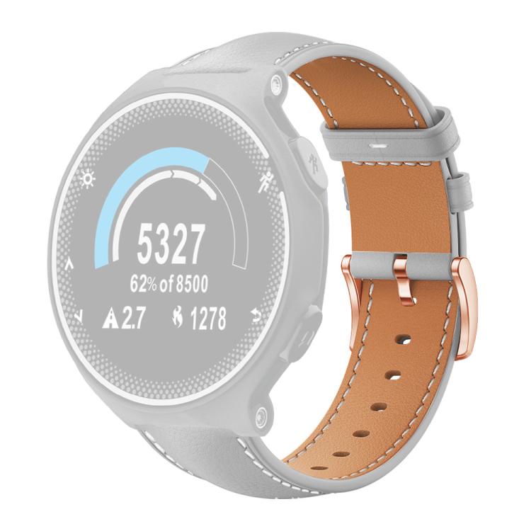 For Garmin Forerunner 220/735/735XT/230/235 xDfind Rose Gold Buckle Black Shark Fine Grain Vegan Leather Watch Band
