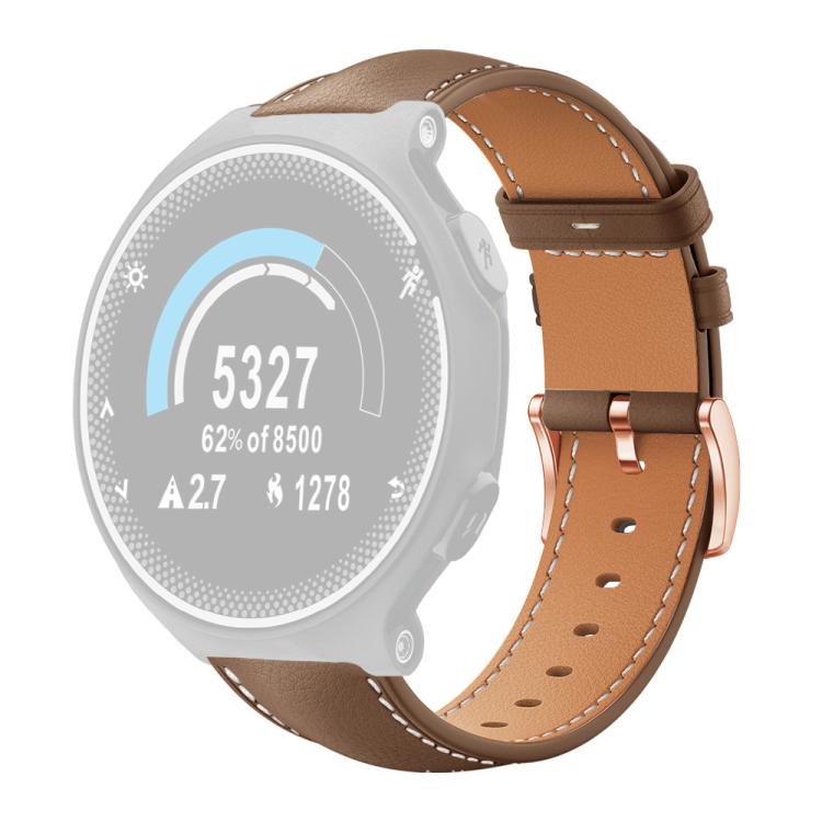 For Garmin Forerunner 220/735/735XT/230/235 xDfind Rose Gold Buckle Black Shark Fine Grain Vegan Leather Watch Band