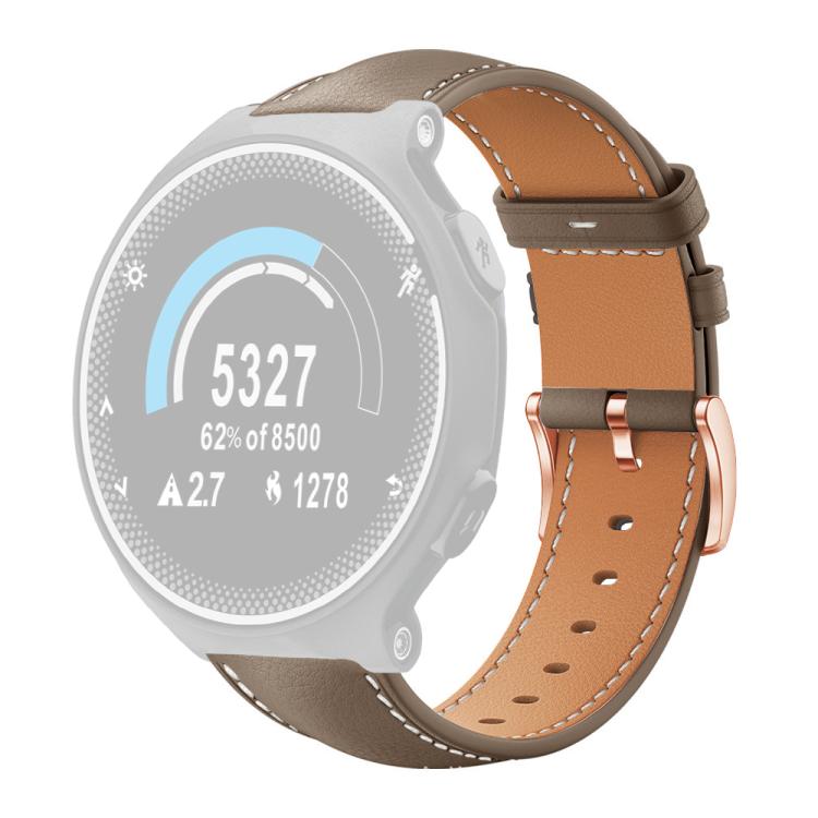 For Garmin Forerunner 220/735/735XT/230/235 xDfind Rose Gold Buckle Black Shark Fine Grain Vegan Leather Watch Band