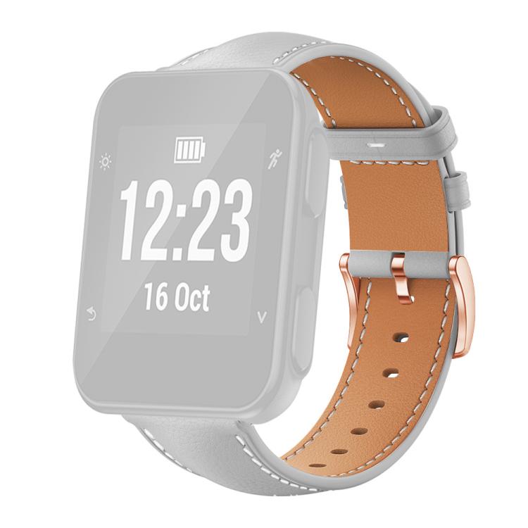 For Garmin Forerunner 35/30/35j xDfind Rose Gold Buckle Black Shark Fine Grain Vegan Leather Watch Band