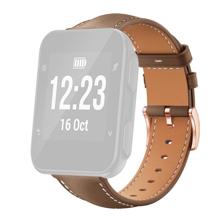 For Garmin Forerunner 35/30/35j xDfind Rose Gold Buckle Black Shark Fine Grain Vegan Leather Watch Band