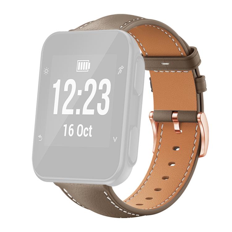 For Garmin Forerunner 35/30/35j xDfind Rose Gold Buckle Black Shark Fine Grain Vegan Leather Watch Band