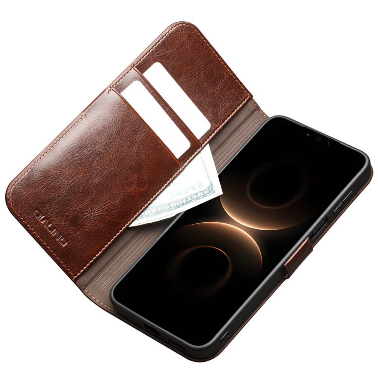 For Huawei Mate 80 Pro Max QIALINO Classic 103 Buckle Genuine Leather Phone Case