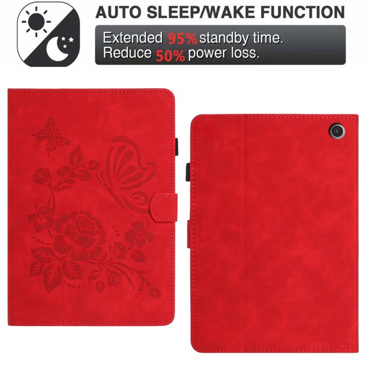 For Amazon Kindle Fire Max 11 2023 Butterfly Loves Flowers Embossed Leather Smart Tablet Case