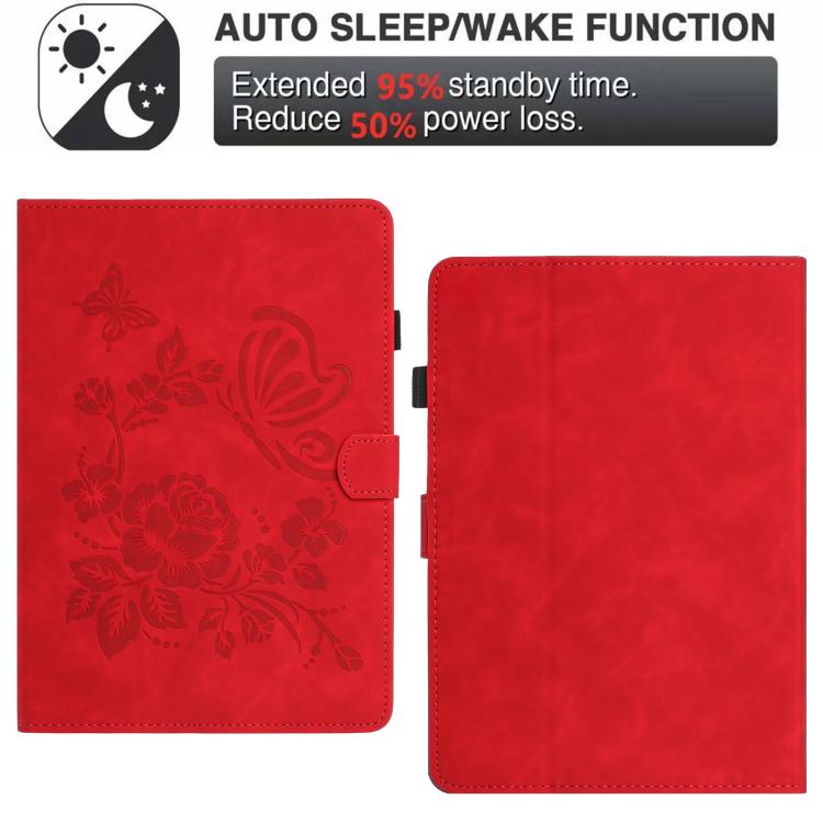 For Amazon Kindle Paperwhite 5 2021 Butterfly Loves Flowers Embossed Leather Smart Tablet Case