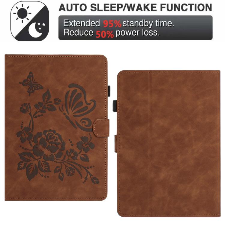 For Amazon Kindle Paperwhite 4 / 3 / 2 / 1 Butterfly Loves Flowers Embossed Leather Smart Tablet Case