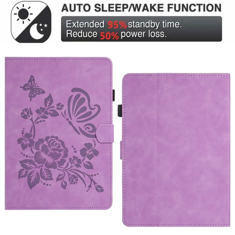 For Amazon Kindle Paperwhite 4 / 3 / 2 / 1 Butterfly Loves Flowers Embossed Leather Smart Tablet Case
