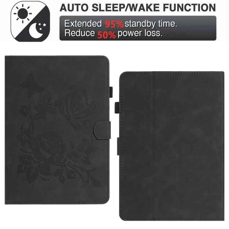 For Amazon Kindle Paperwhite 4 / 3 / 2 / 1 Butterfly Loves Flowers Embossed Leather Smart Tablet Case
