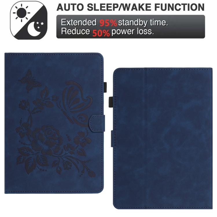 For Amazon Kindle Paperwhite 4 / 3 / 2 / 1 Butterfly Loves Flowers Embossed Leather Smart Tablet Case