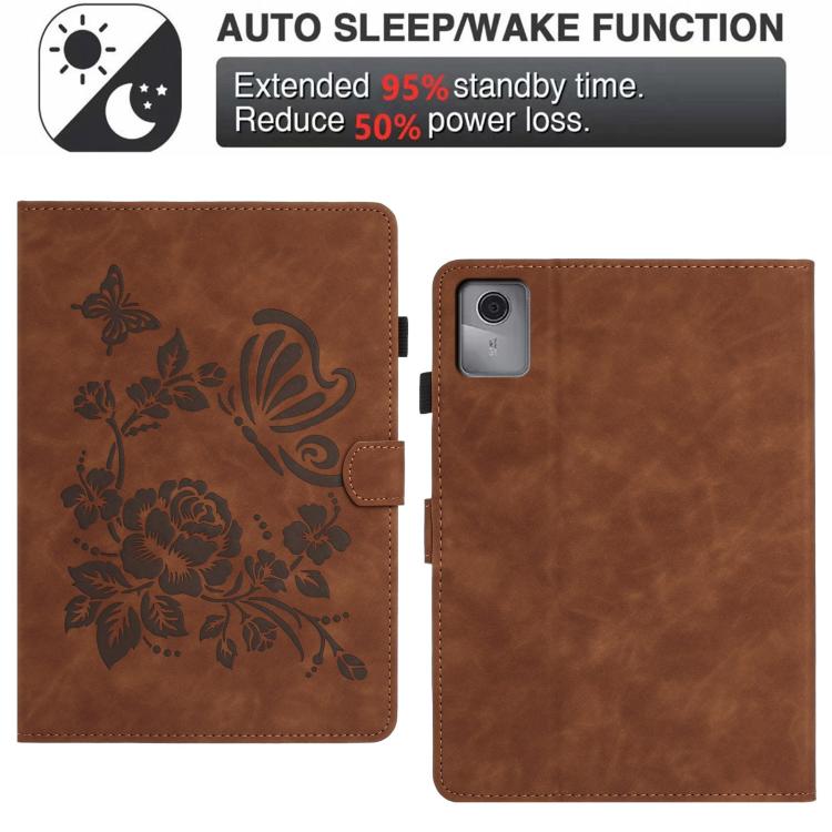 For Lenovo Tab M11 / Xiaoxin Pad 11 2024 Butterfly Loves Flowers Embossed Leather Smart Tablet Case