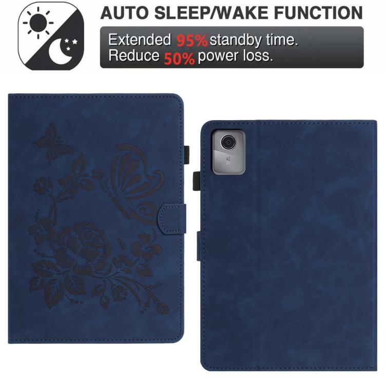 For Lenovo Tab M11 / Xiaoxin Pad 11 2024 Butterfly Loves Flowers Embossed Leather Smart Tablet Case