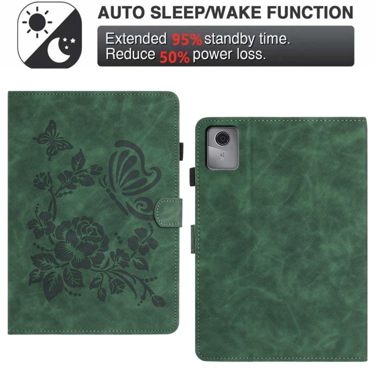 For Lenovo Tab M9 TB-310FU Butterfly Loves Flowers Embossed Leather Smart Tablet Case