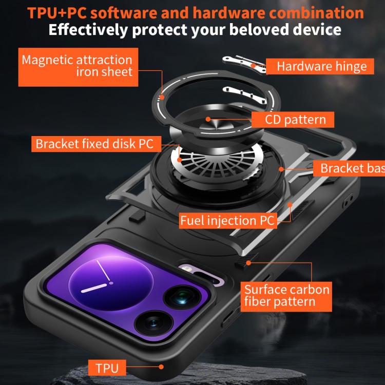For Xiaomi 17 Pro Max Armor Rotating Holder MagSafe Phone Case