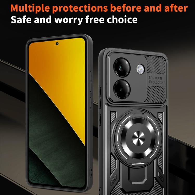 For Xiaomi Poco M7 Pro 5G Armor Rotating Holder MagSafe Phone Case