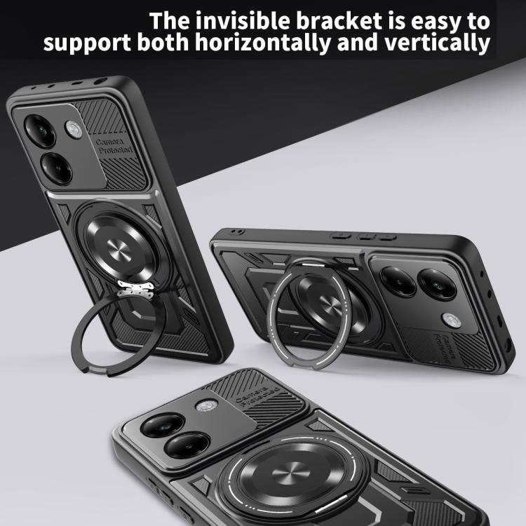 For Xiaomi Poco M7 Pro 5G Armor Rotating Holder MagSafe Phone Case