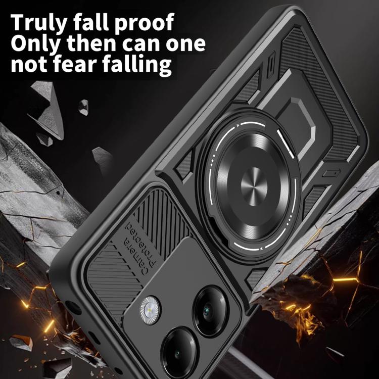 For Xiaomi Poco M7 Pro 5G Armor Rotating Holder MagSafe Phone Case