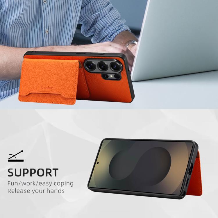 For Samsung Galaxy S26 Ultra 5G Denior D30 Calf Texture MagSafe Card Bag Phone Case