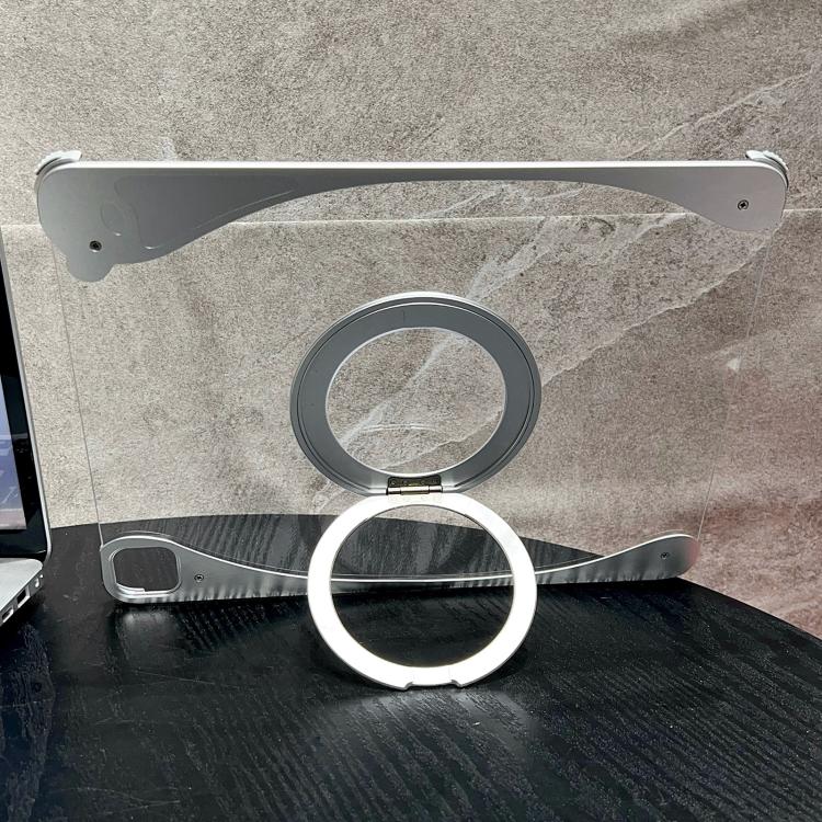 For iPad Pro 11 2025 / 2024 White Glazed Clear Acrylic Hybrid Metal Tablet Case with Holder