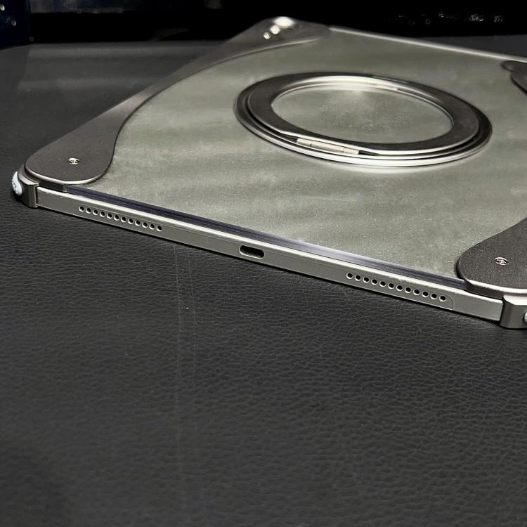 For iPad 2025 / 2022 White Glazed Clear Acrylic Hybrid Metal Tablet Case with Holder
