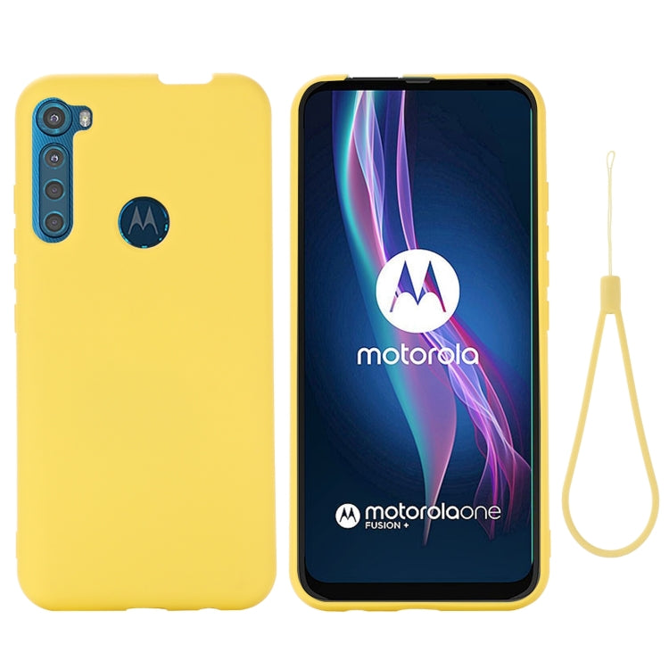 For Motorola One Fusion+ Pure Color Liquid Silicone Shockproof Full Coverage Case