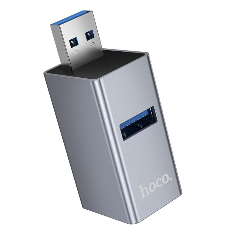 hoco HB54 USB to USB2.0 x 2, USB3.0 3-in-1 Converter - Metal Grey