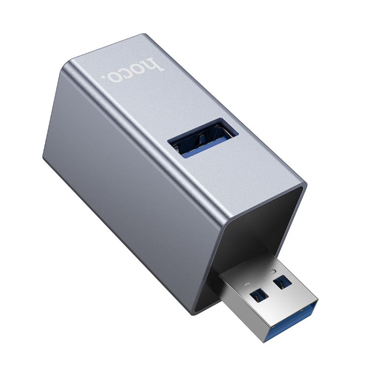 hoco HB54 USB to USB2.0 x 2, USB3.0 3-in-1 Converter - Metal Grey