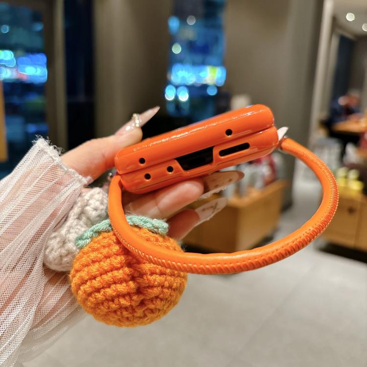 For Motorola Razr 60 / 50 Crocodile Pattern Side Buckle Phone Case with DIY Persimmon Strap - Orange