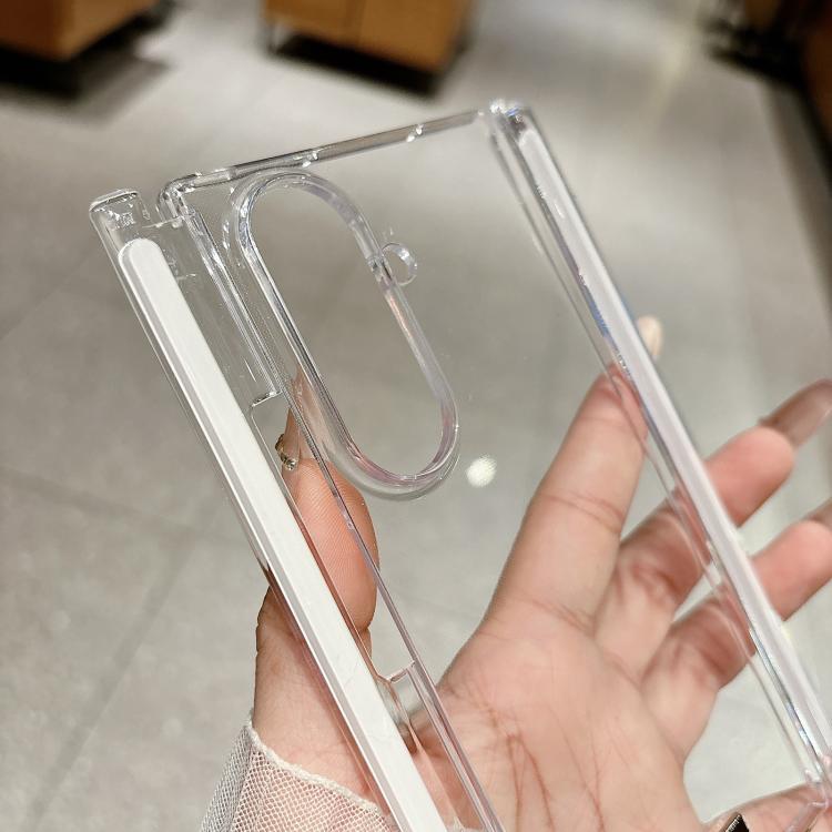 For Samsung Galaxy Z TriFold Nameplate Style Transparent PC Dual Axis Magnetic Phone Case