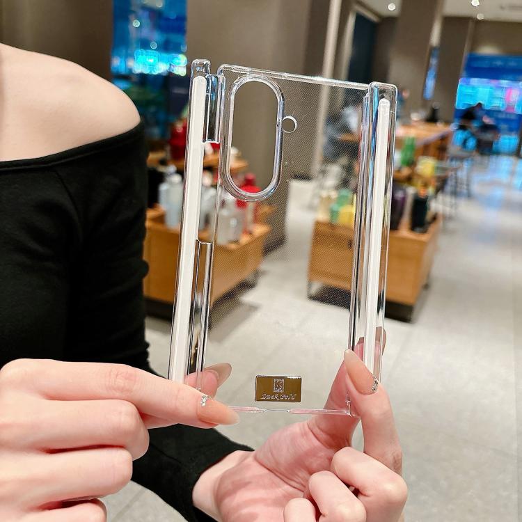 For Samsung Galaxy Z TriFold Nameplate Style Transparent PC Dual Axis Magnetic Phone Case