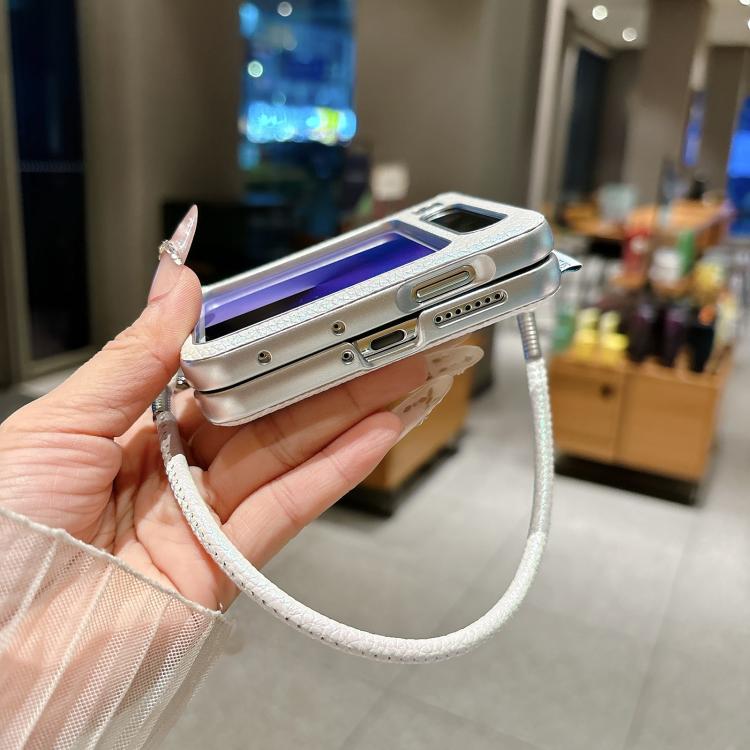 For Huawei Pura X Silver Edged Side Buckle Magnetic Litchi Texture Phone Case with Star Strap