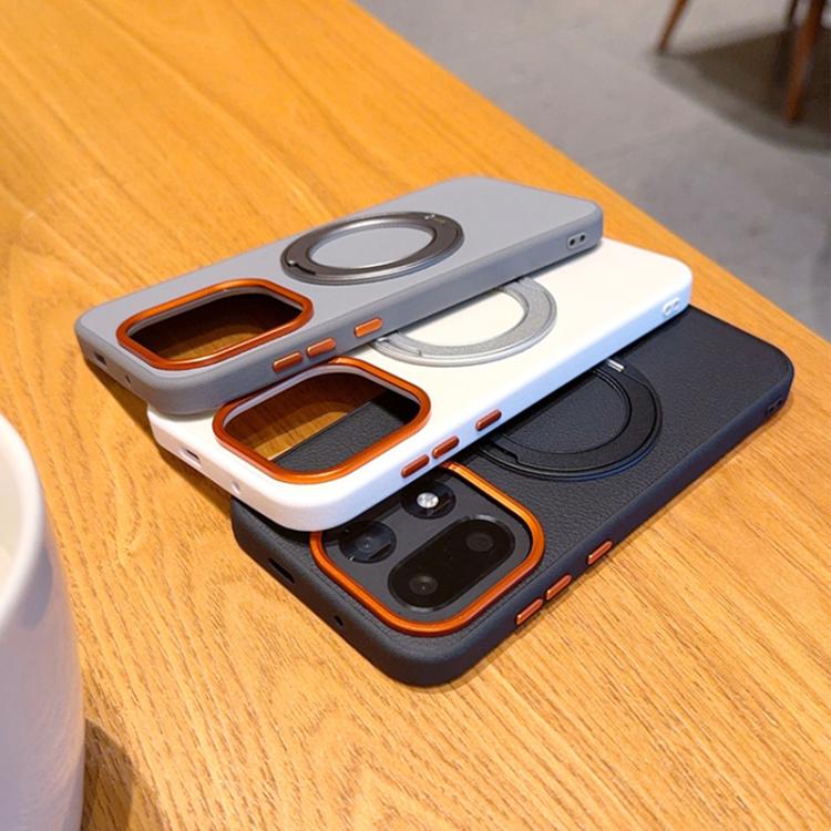 For OnePlus 15 Armor Vegan Leather Magnetic Phone Case with Rotating Holder