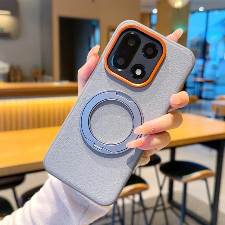 For OnePlus 15 Armor Vegan Leather Magnetic Phone Case with Rotating Holder