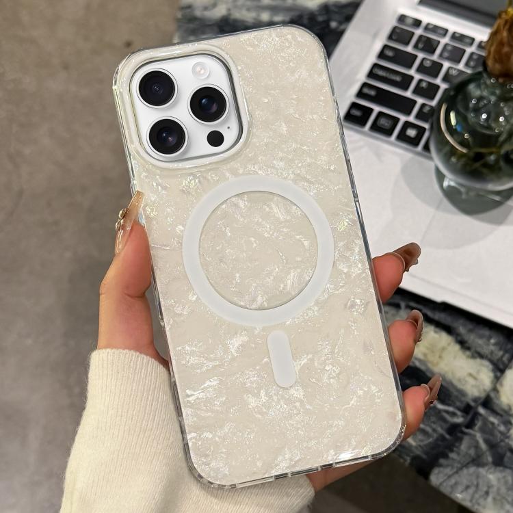 For iPhone 16 Pro Gold-plated Shell Texture Magnetic Phone Case