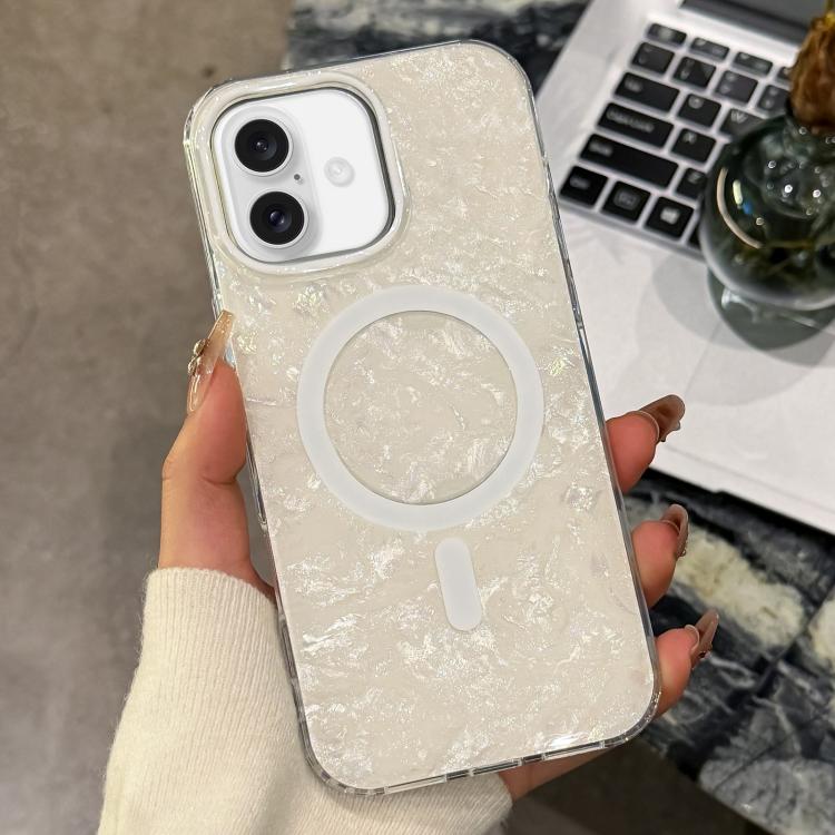 For iPhone 17 Gold-plated Shell Texture Magnetic Phone Case