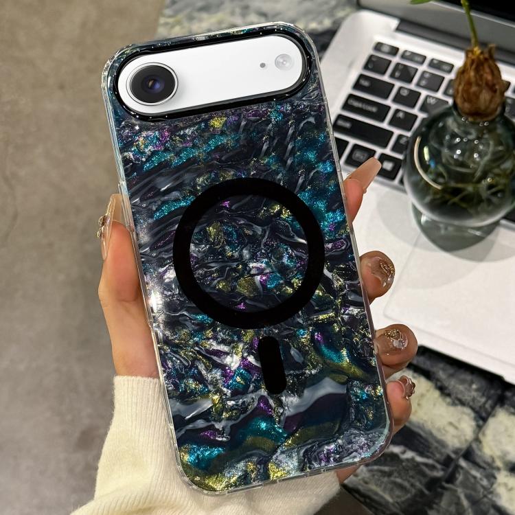 For iPhone Air Gold-plated Shell Texture Magnetic Phone Case