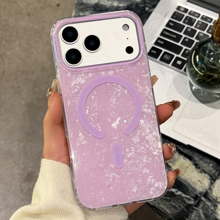 For iPhone 17 Pro Gold-plated Shell Texture Magnetic Phone Case