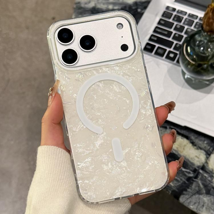 For iPhone 17 Pro Max Gold-plated Shell Texture Magnetic Phone Case
