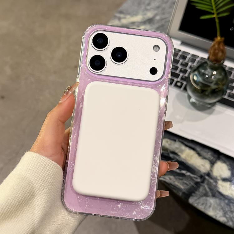 For iPhone 16 Gold-plated Shell Texture Magnetic Phone Case