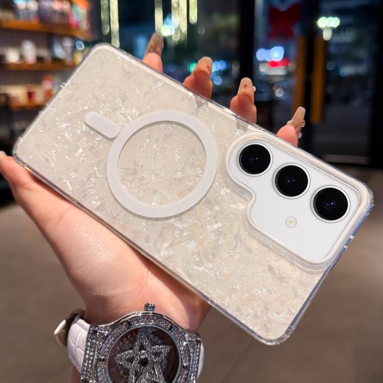 For Samsung Galaxy S24 FE 5G Gold-plated Shell Texture Magnetic Phone Case