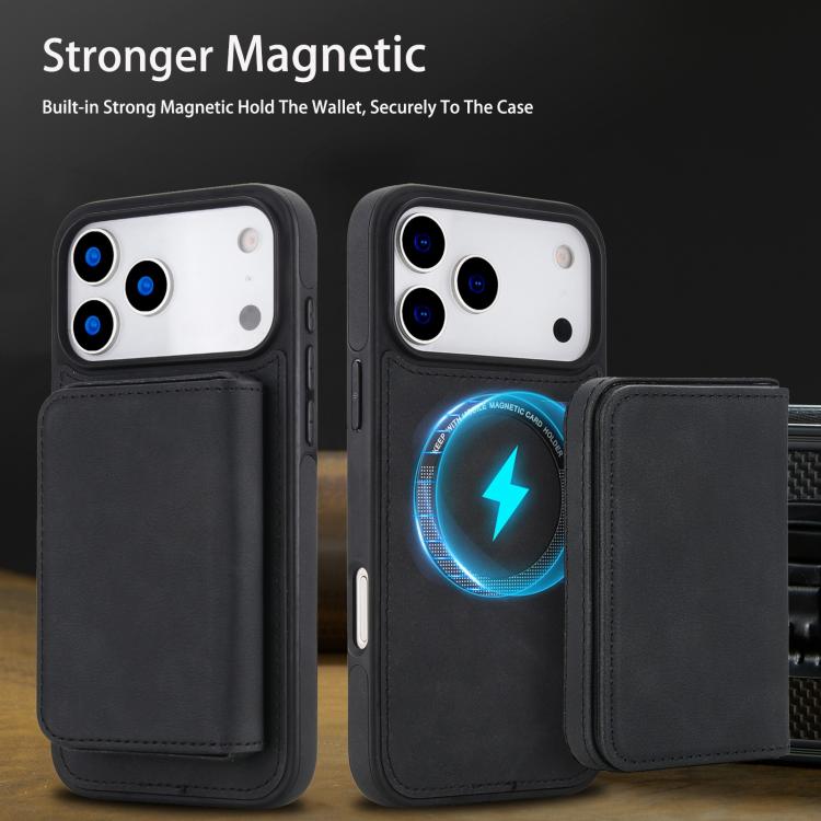 For iPhone 17 Pro Max Retro Faux Leather Detachable Magnetic Wallet Bag RFID Blocking Phone Case