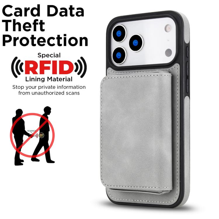 For iPhone 17 Pro Max Retro Faux Leather Detachable Magnetic Wallet Bag RFID Blocking Phone Case
