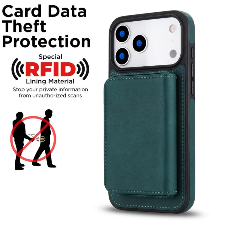 For iPhone 17 Pro Max Retro Faux Leather Detachable Magnetic Wallet Bag RFID Blocking Phone Case