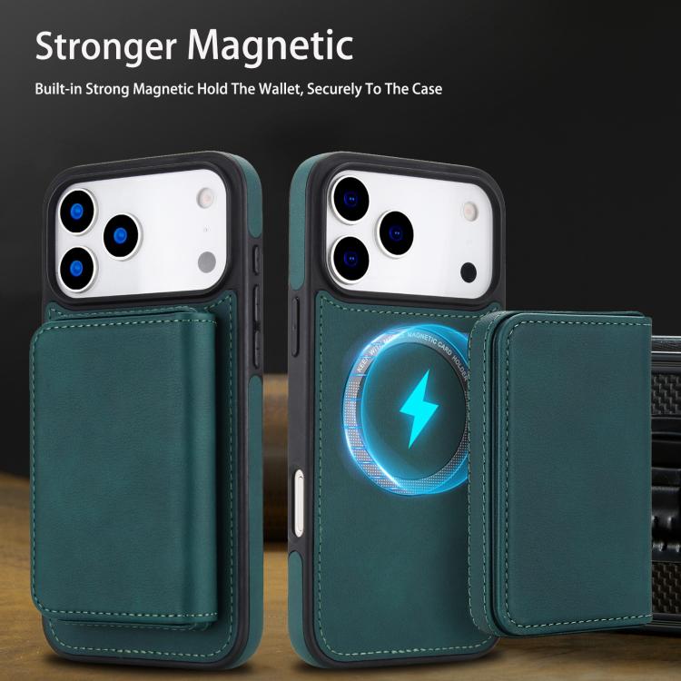 For iPhone 17 Pro Max Retro Faux Leather Detachable Magnetic Wallet Bag RFID Blocking Phone Case