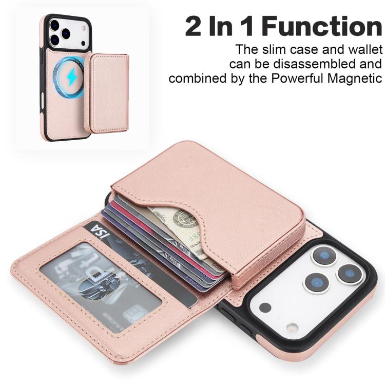 For iPhone 17 Pro Max Retro Faux Leather Detachable Magnetic Wallet Bag RFID Blocking Phone Case