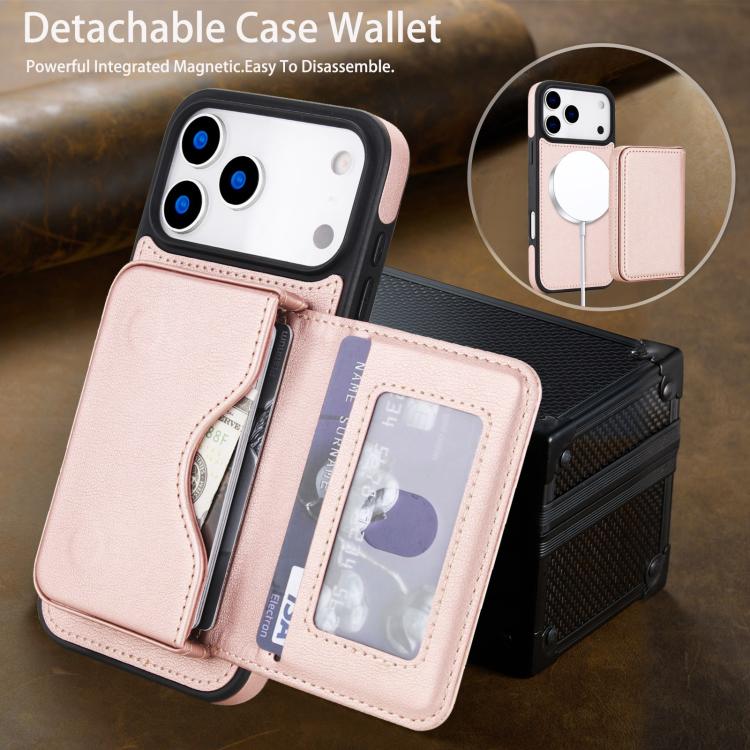 For iPhone 17 Pro Max Retro Faux Leather Detachable Magnetic Wallet Bag RFID Blocking Phone Case