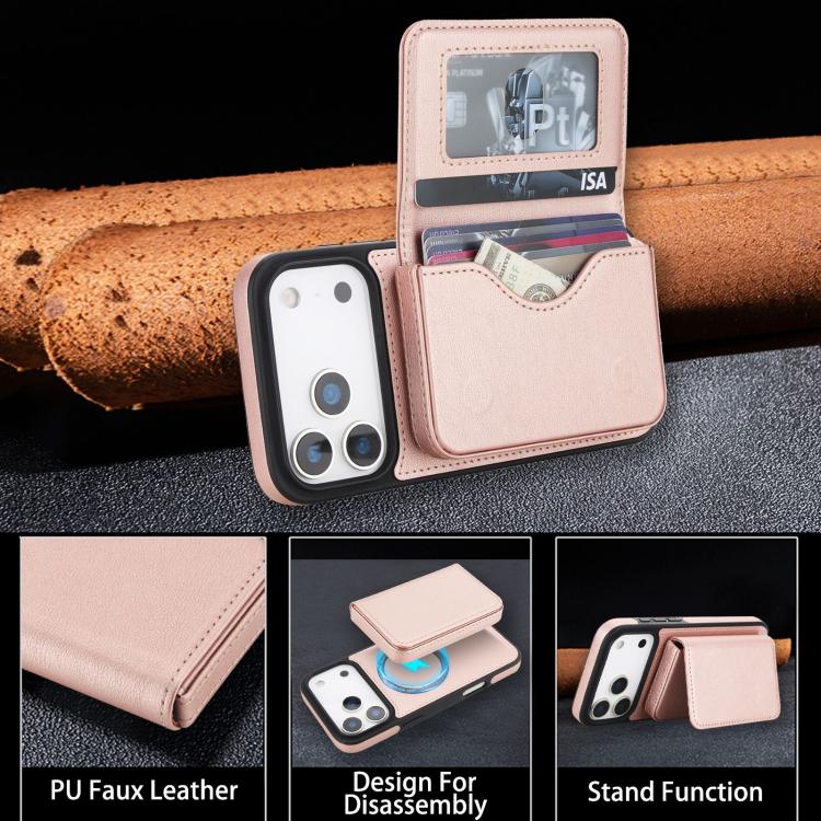 For iPhone 17 Pro Max Retro Faux Leather Detachable Magnetic Wallet Bag RFID Blocking Phone Case