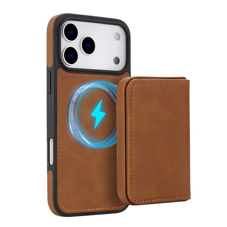 For iPhone 17 Pro Max Retro Faux Leather Detachable Magnetic Wallet Bag RFID Blocking Phone Case